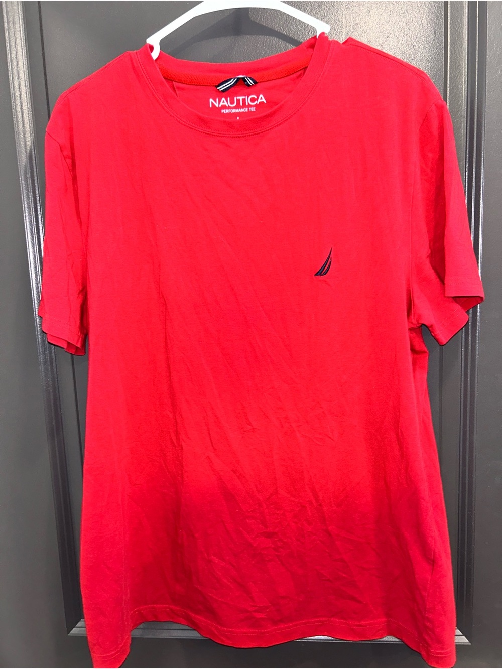 Nautica Red Short Sleeve Crewneck Tee with Sail Logo